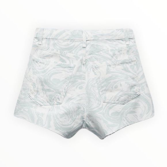 ZARA Women | Blue | Hi Rise Printed Shorts - Picture 2 of 6